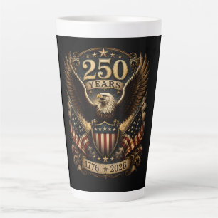 American 1776 2026 250th 4th July Patriotic Eagle Latte Mug
