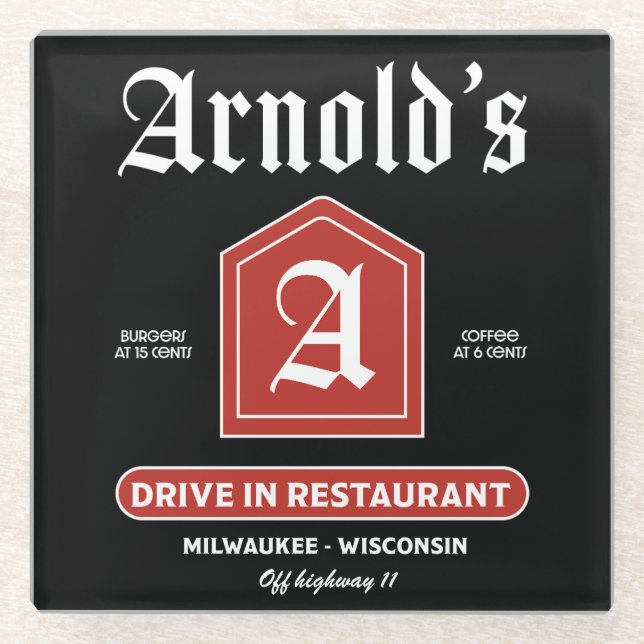 American 1950's Diner Glass Coaster (Front)