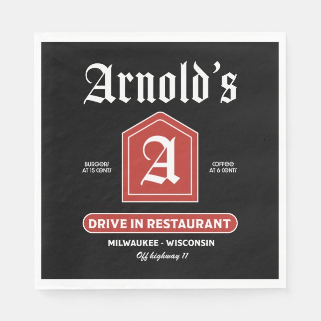 American 1950's Diner Napkin (Front)