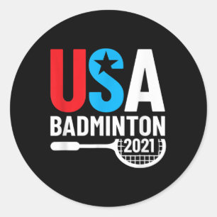 American 2021 Usa Badminton Gifts For Us Badminton Classic Round Sticker