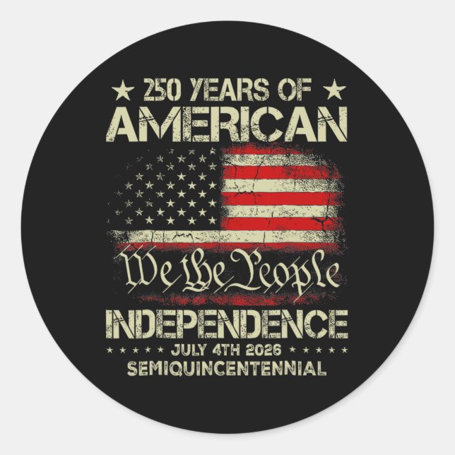 American 250th Anniversary Celebration 250 Years U Classic Round Sticker (Front)