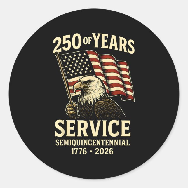 American 250th Anniversary Celebration Patriotic U Classic Round Sticker (Front)