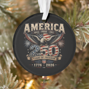 American 250th Anniversary Patriotic USA 4th July Ornament