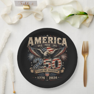 American 250th Anniversary Patriotic USA 4th July Paper Plate