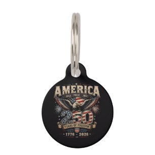 American 250th Anniversary Patriotic USA 4th July Pet Tag