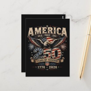 American 250th Anniversary Patriotic USA 4th July Postcard
