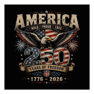 American 250th Anniversary Patriotic USA 4th July Poster