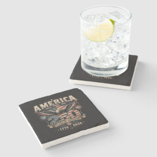 American 250th Anniversary Patriotic USA 4th July Stone Coaster