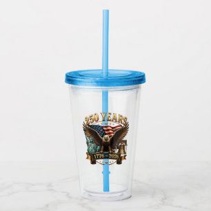 American 250th Anniversary USA Patriotic 4th July Acrylic Tumbler