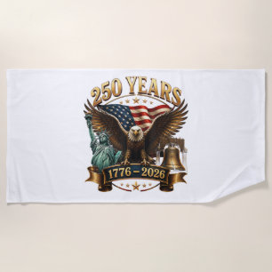 American 250th Anniversary USA Patriotic 4th July Beach Towel