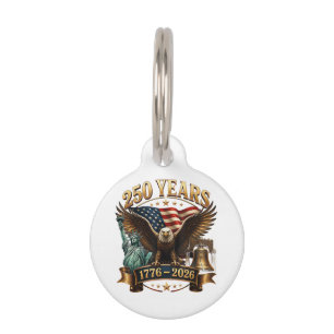 American 250th Anniversary USA Patriotic 4th July Pet Tag