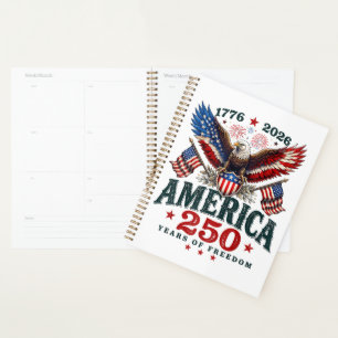 American 250th Anniversary USA Patriotic 4th July Planner
