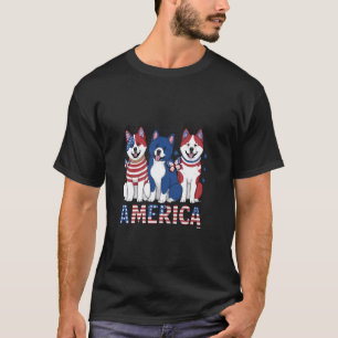 American 4th of July Dog Akita T-Shirt