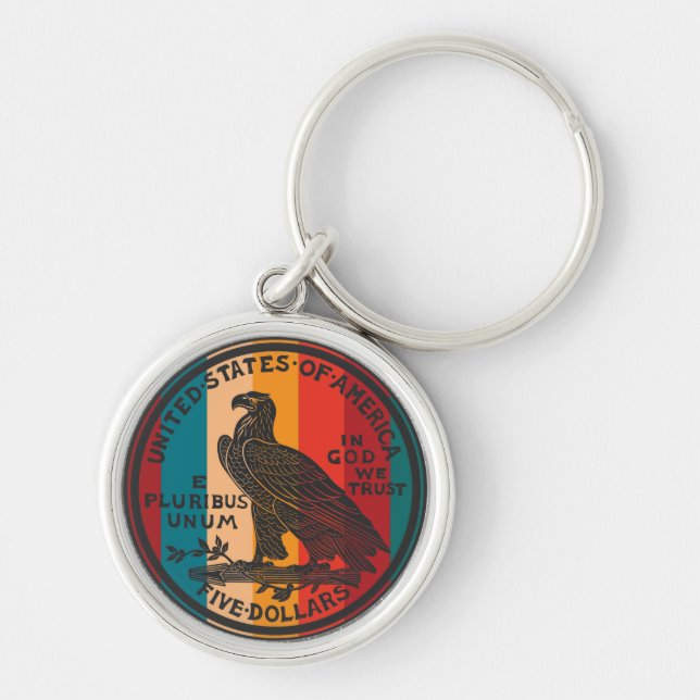 American 5 dollars gold coin key ring (Front)