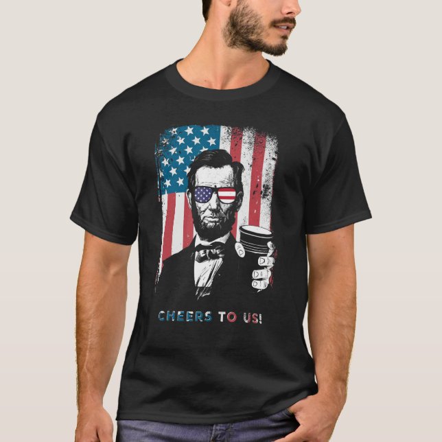 American Abraham Lincoln Eyes Flag Country T-Shirt (Front)