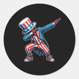 American African Dabbing Boy 4th Of July Classic Round Sticker