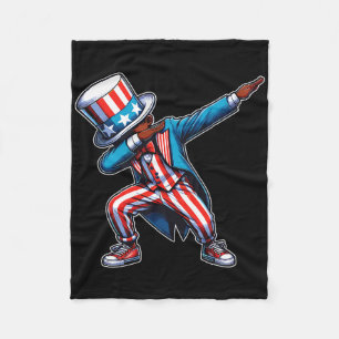 American African Dabbing Boy 4th Of July Fleece Blanket