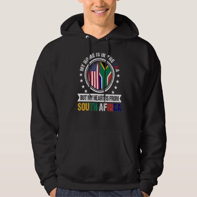 American African Flag Heart South Africa American  Hoodie (Front)