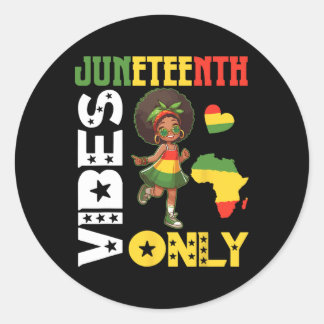 American African Girl Dancing Juneteenth Vibes Onl Classic Round Sticker