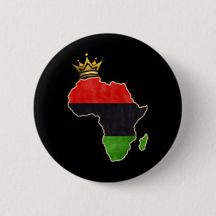 American African Queen Pan Afro Map Flag Black His 6 Cm Round Badge
