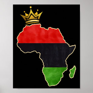 American African Queen Pan Afro Map Flag Black His Poster