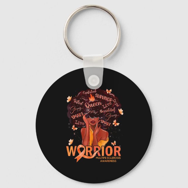 American Afro Black Women Queen Multiple Sclerosis Key Ring (Front)