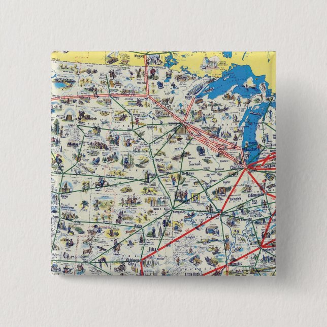 American Airlines system map 15 Cm Square Badge (Front)