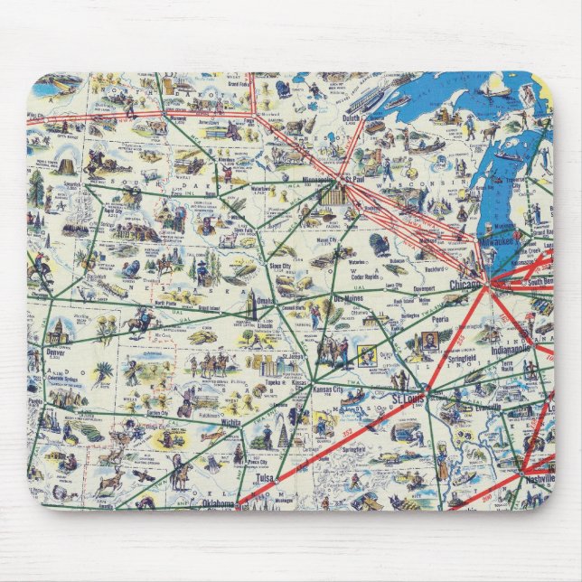 American Airlines system map Mouse Pad (Front)
