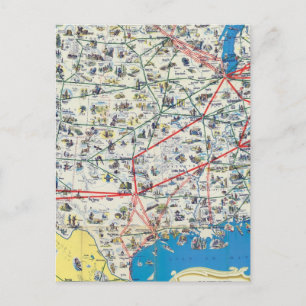 American Airlines system map Postcard
