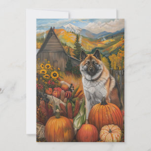 American Akita Autumn Harvest Thanksgiving Dog Holiday Card