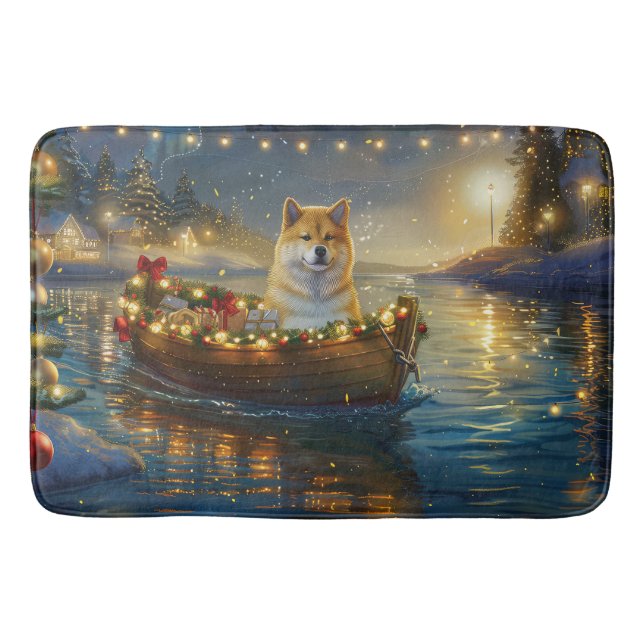 American Akita Christmas Festive Voyage Bath Mat (Front)