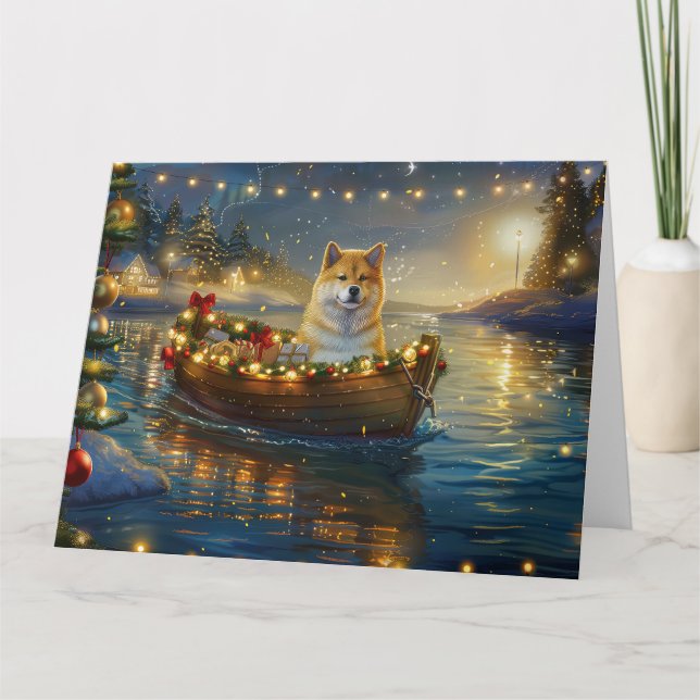 American Akita Christmas Festive Voyage Card (Front)
