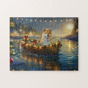 American Akita Christmas Festive Voyage Jigsaw Puzzle