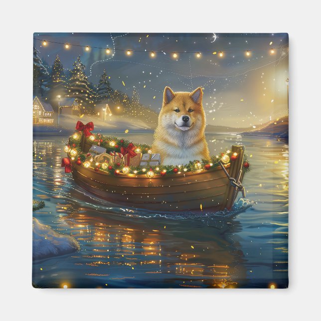 American Akita Christmas Festive Voyage Magnet (Front)