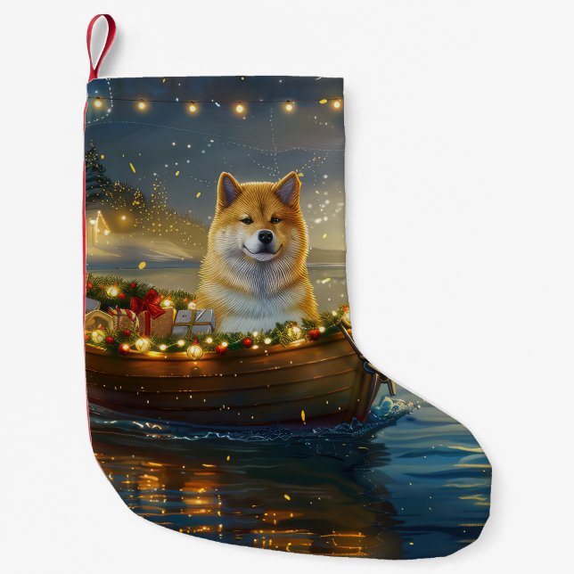 American Akita Christmas Festive Voyage Small Christmas Stocking (Front)