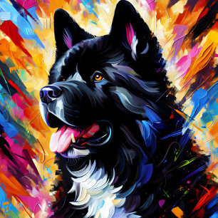 American Akita Dog Acrylic Art Print   Colourful Jigsaw Puzzle