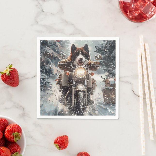 American Akita Dog Christmas  Napkin (Insitu)