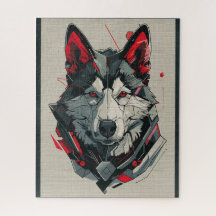 American Akita dog futuristic elements portrait