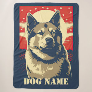 American Akita Patriotic Personalised Sherpa Blanket