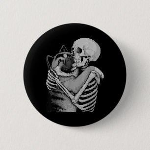 American Akita Skeleton Hug Halloween Dog Lover 6 Cm Round Badge