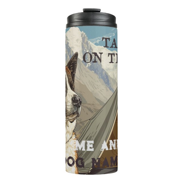 American Akita Tails On Trails Camping Personalise Thermal Tumbler (Front)