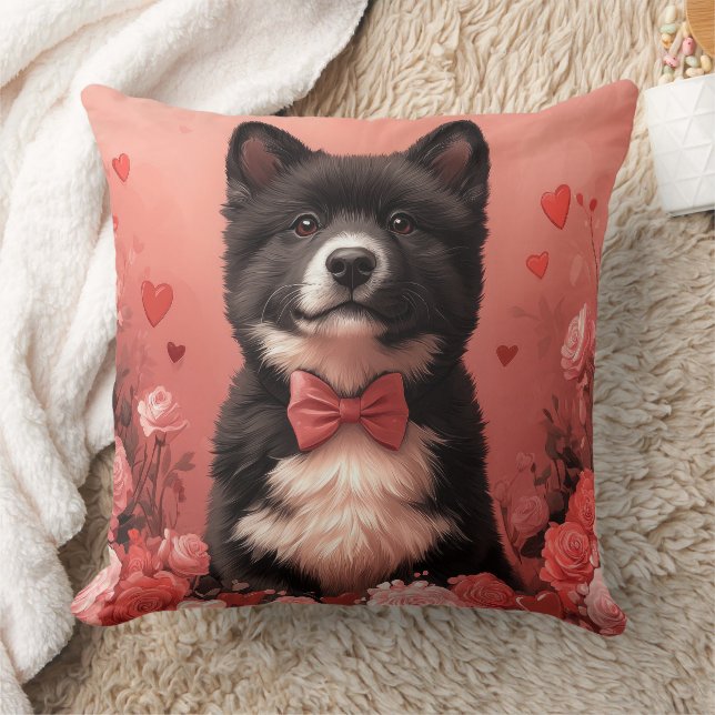 American Akita with Roses - Valentine's Day Cushion (Blanket)