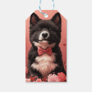 American Akita with Roses - Valentine's Day Gift Tags