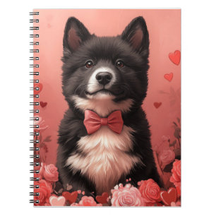 American Akita with Roses - Valentine's Day Notebook