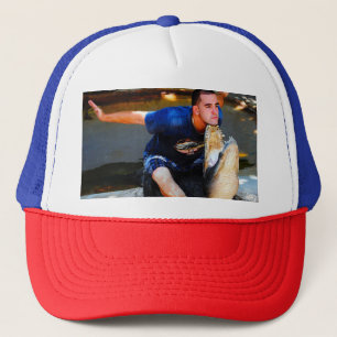 American alligator with mouth open trucker hat