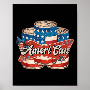 American Ameri Can 4th Of July Retro Usa Beer Patr Poster