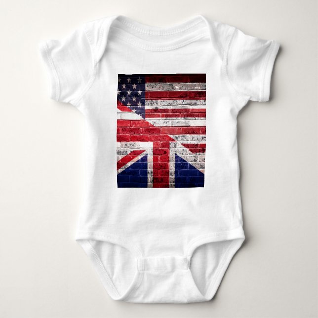 American and British flag. Baby Bodysuit (Front)
