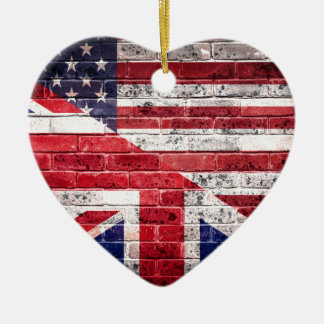 American and British flag. Ceramic Tree Decoration
