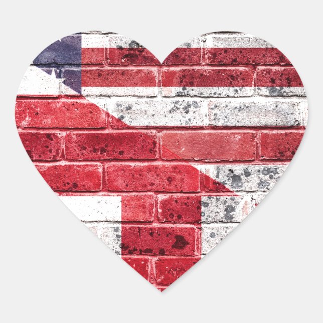 American and British flag. Heart Sticker (Front)