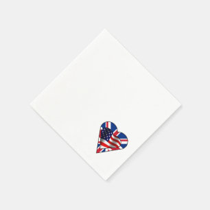 American and British Flag Hearts Napkin